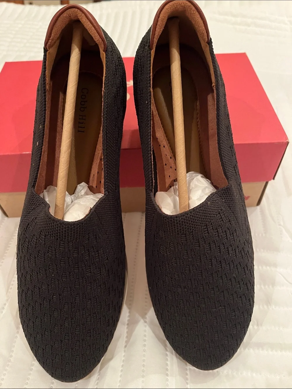 Cobb Hill Women’s Black linear knit Slip-On Loafer Size 9.5W New